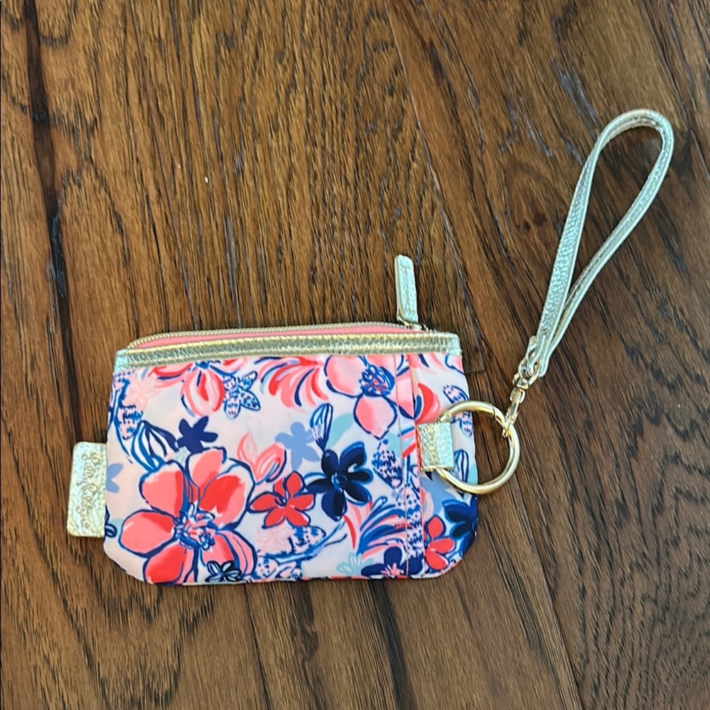 Lily Pulitzer Floral Wristlet with Gold Tag